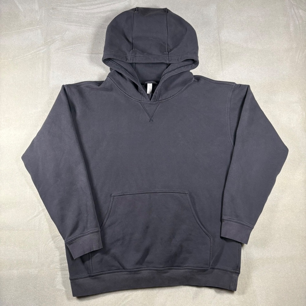 Lululemon All‎ Yours Hoodie Washed Black Fleece Pullover Sweatshirt Size 12